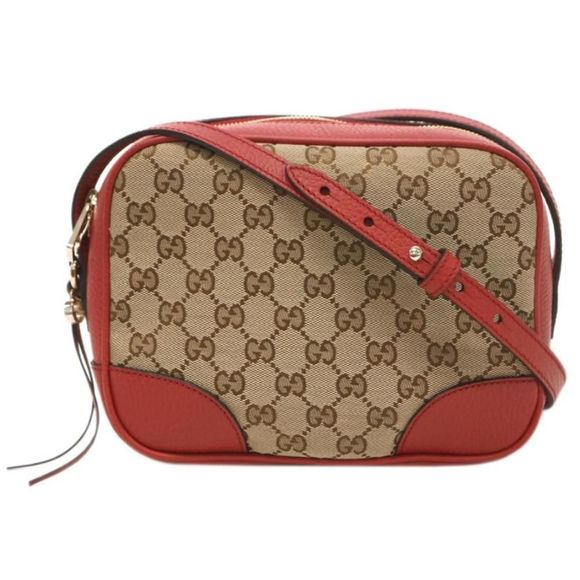 Gucci Bag Shoulder Bag Brie GG Canvas Beige Red - Picture 1 of 9